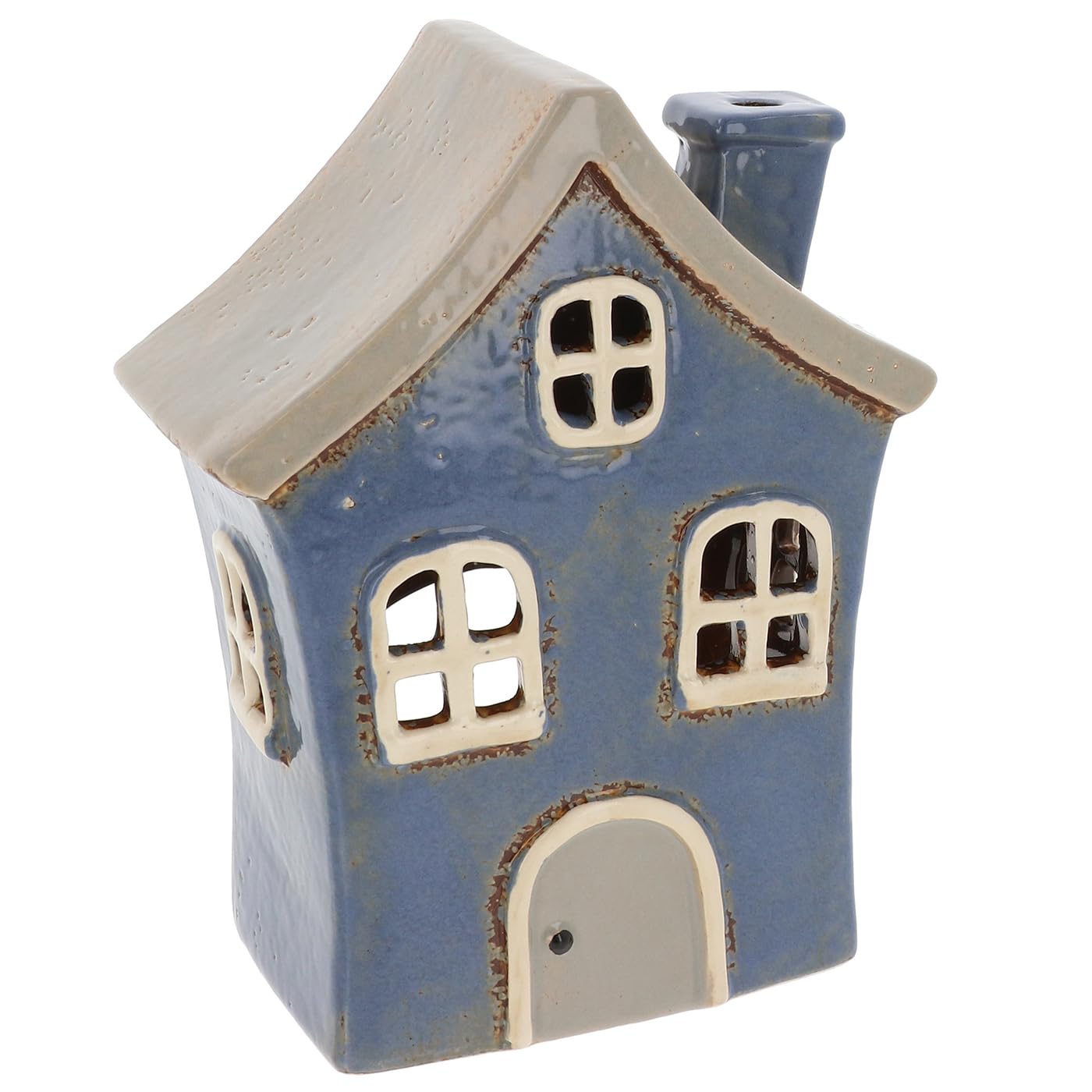Shudehill Giftware Village Pottery Quirky House Tealight Holder - Pale Blue & Tall Blue (Tall Blue)