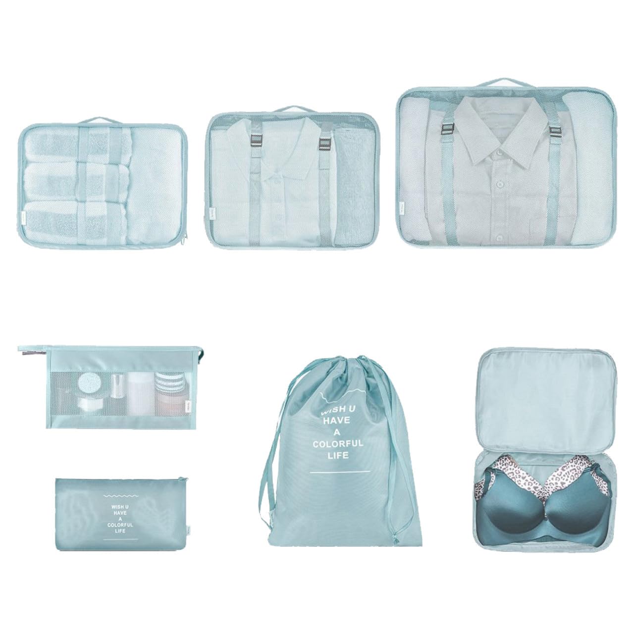 Uonlytech Porta Indumenti da Viaggio Borse Organizer Buste per Vestiti Custodie Intima Borse Articoli Toeletta Cosmetici Viaggio Viaggi Cerniera Chiusura Organizzazione Pratica