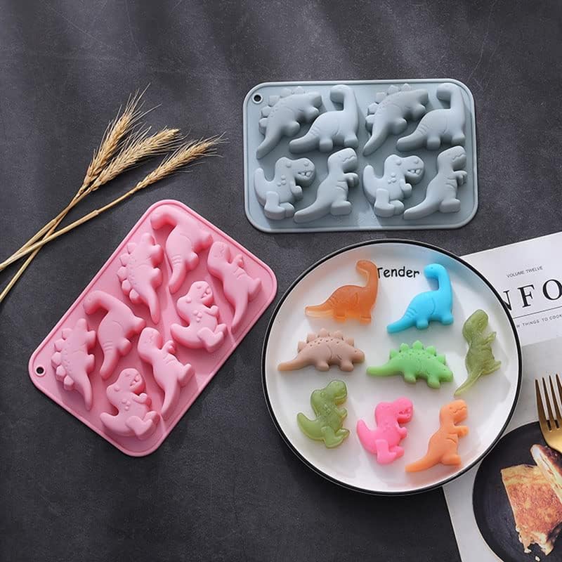 Miniatura 5 de Molde de silicona para pastelitos de chocolate con forma de dinosaurio de 8 cavidades, molde elegante antiadherente, molde para pastel, cupcake,