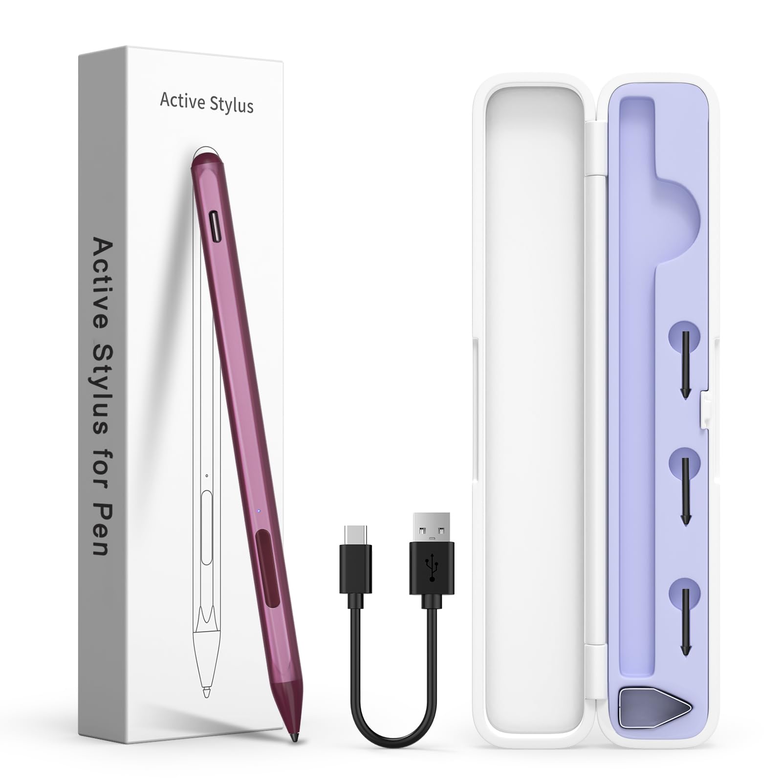 Stylus Pen for HP Envy X360, Pavilion X360, Specter X360, MPP 2.0 Tilt-Active Stylus with 4096 Levels of Pressure Sensitivity, Convenient Storage Case