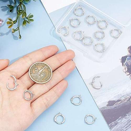 Miniatura 10 de DICOSMETIC 16 aretes de aro de circonita de 2 colores, chapados en oro de 24 quilates, redondos, con lazo de latón, aretes de gancho francés para