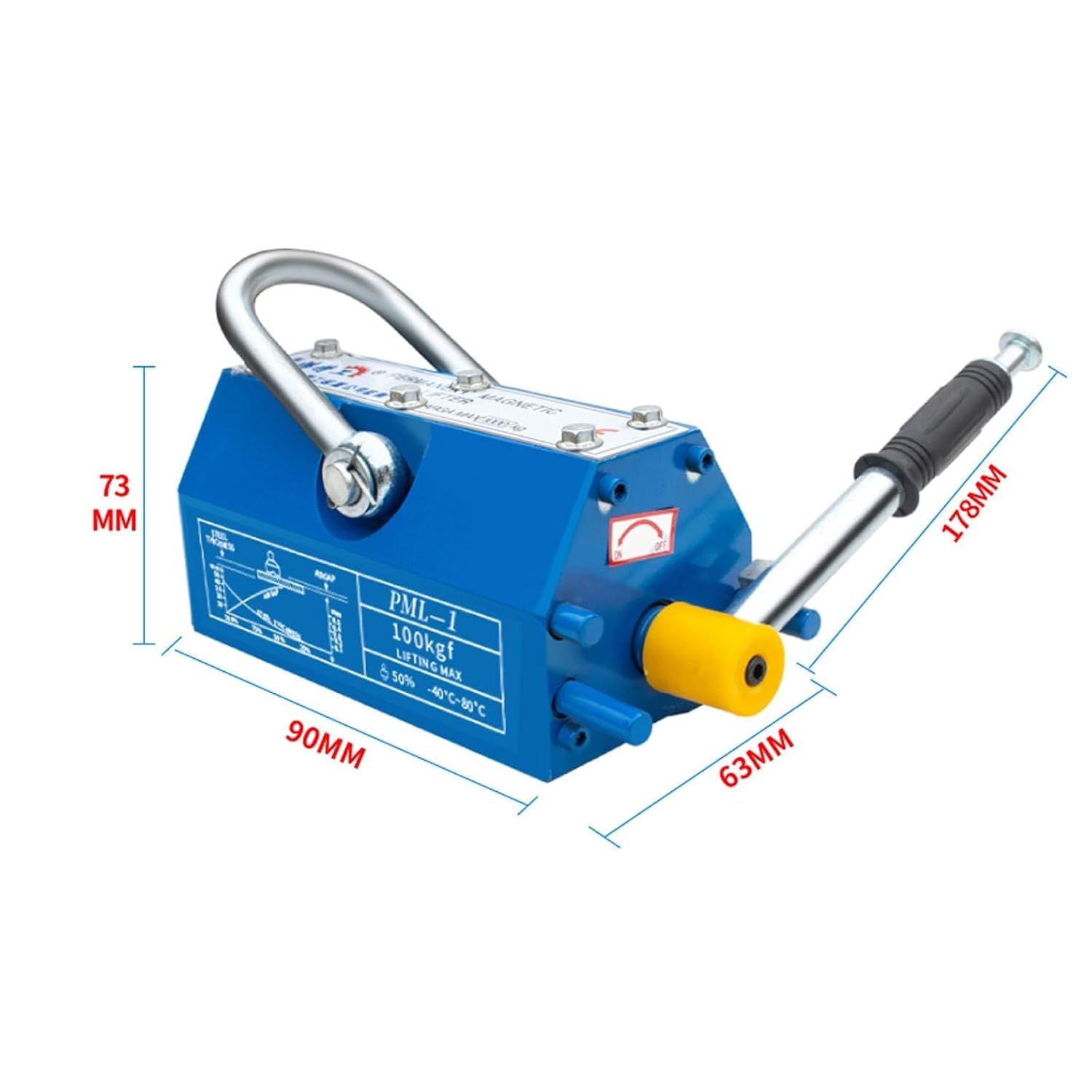 TYH Permanentmagnete Zum Heben, Industriemagnetheber Mit Rutschfestem Griff, Hochfestem Hebering, U-förmiger Nut, Max. Zugkraft 300–1500 Kg, Geeignet Für Stahlplatten 400kg