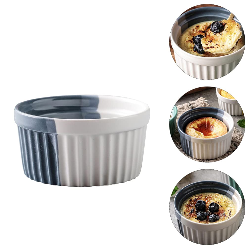 Ramequins en Céramique Plat de Cuisson à Quiche Poêle en Céramique Antiadhésive Parfait pour la Cuisson de Petites Tartes Tarte Crème Brûlée Custard Plats Bleu