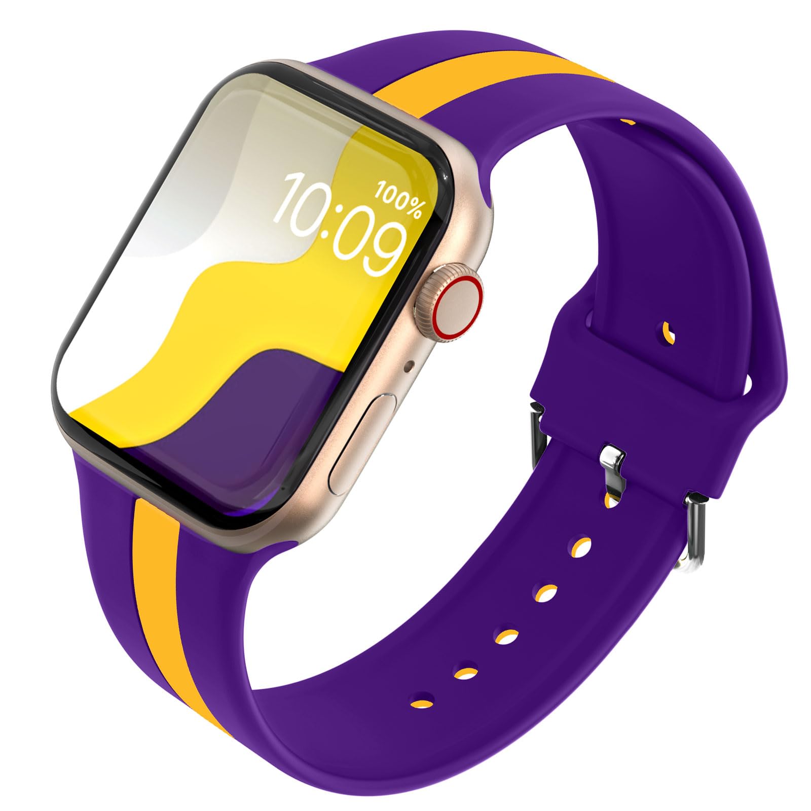 SINGEAR Sport Stripe Loop Band Compatible with Apple Watch Band 49 46 45 44 42 41 40 38mm, Soft Silicone Wristband Replacement Strap for iWatch Ultra