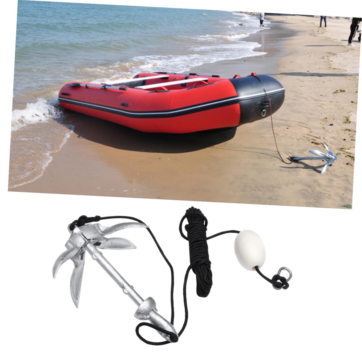 BESPORTBLE Ancla Marina Plegable De Metal De 4 Garras para Kayaks Canoas Y Cuerda De Aleatorios
