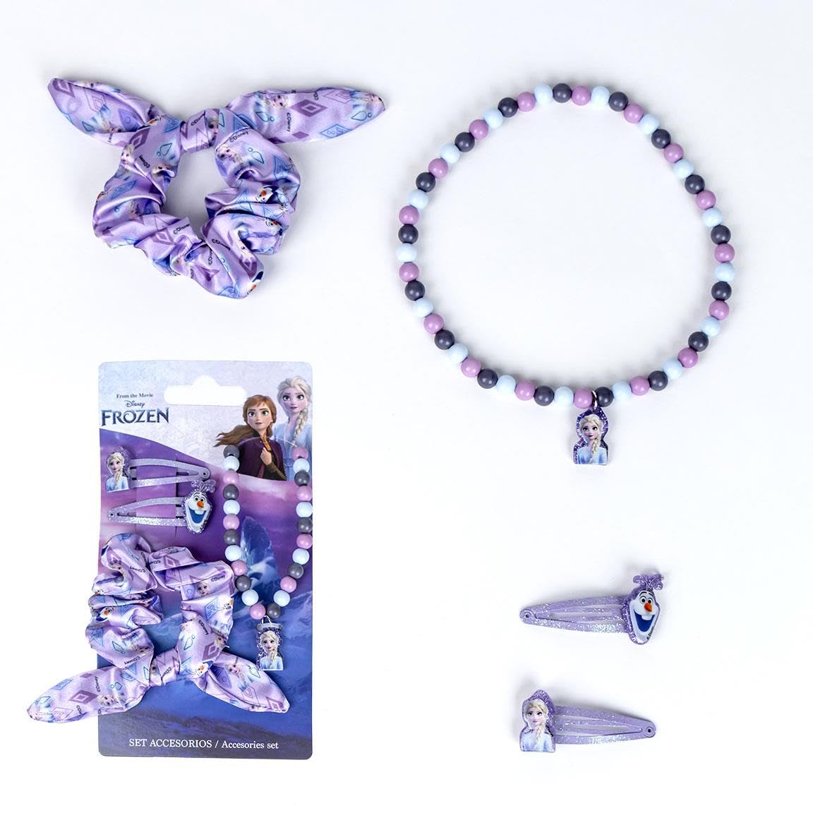 Frozen Beauty Set, Includes 1 Fabric Scrunchie, 2 Hairpins and 1 Necklace, Multicoloured, Multicomposition - Image 2