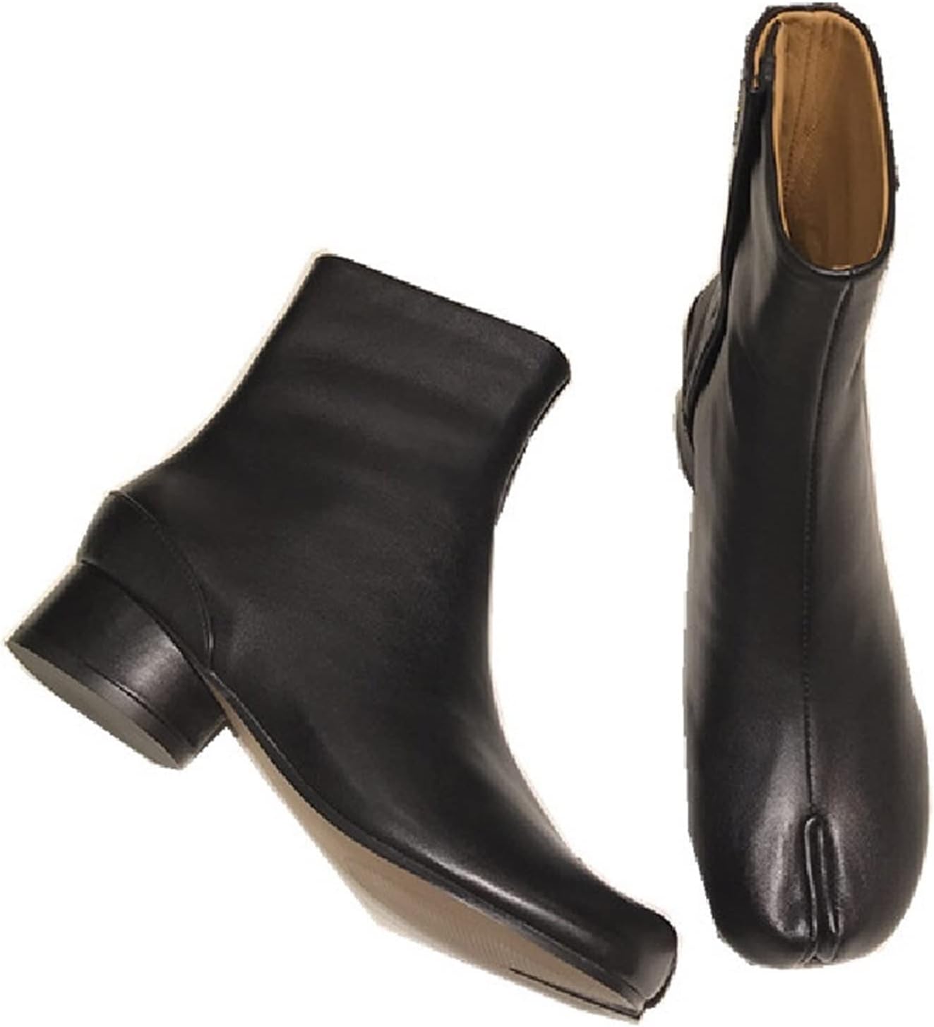Womens oxford shoes Women Split Toe Ninja Tabi Ankle Boots Round Heels 3.5cm Medium Heel Lady Leather Shoes Woman Short Boot Brand Design Boots