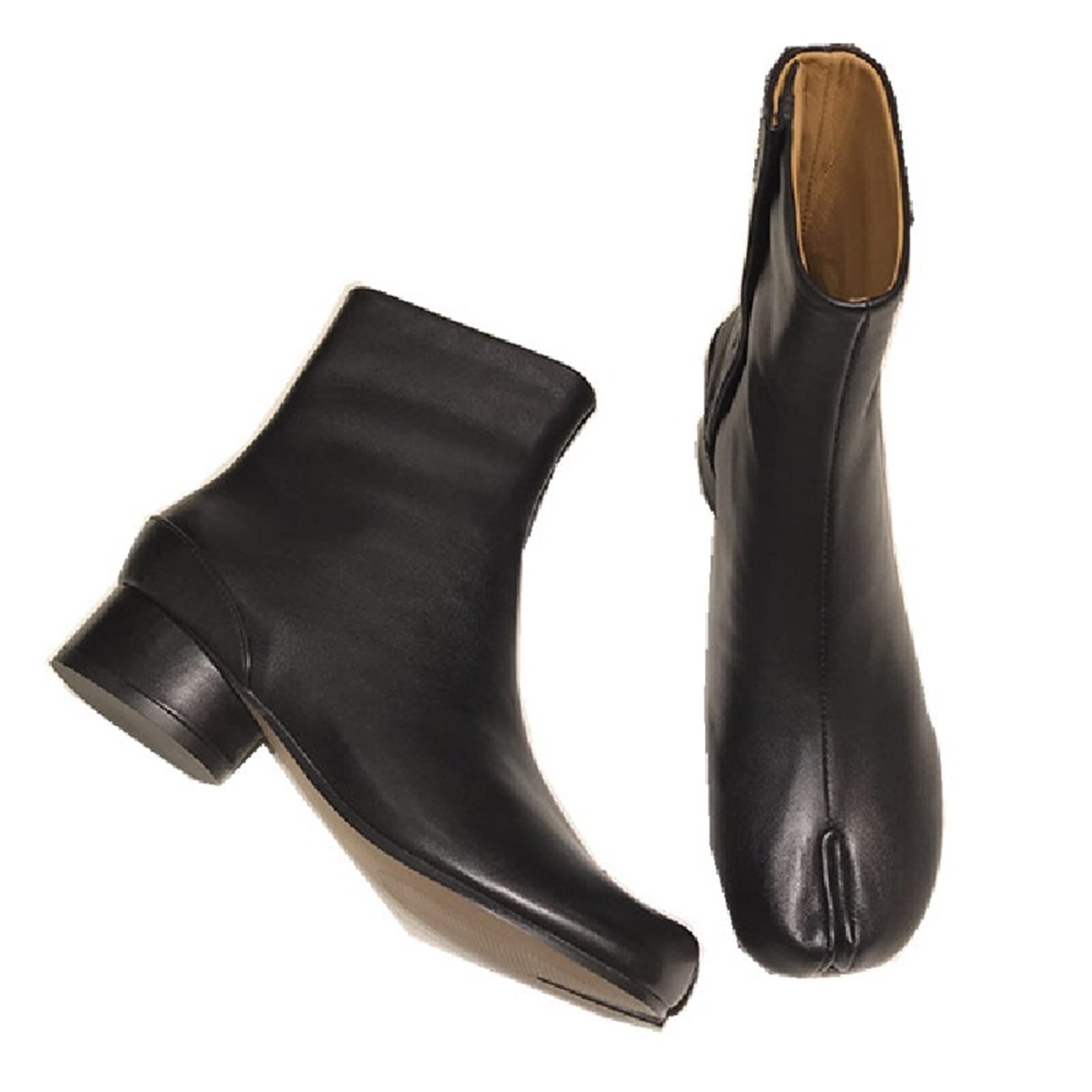 Womens oxford shoes Women Split Toe Ninja Tabi Ankle Boots Round Heels 3.5cm Medium Heel Lady Leather Shoes Woman Short Boot Brand Design Boots