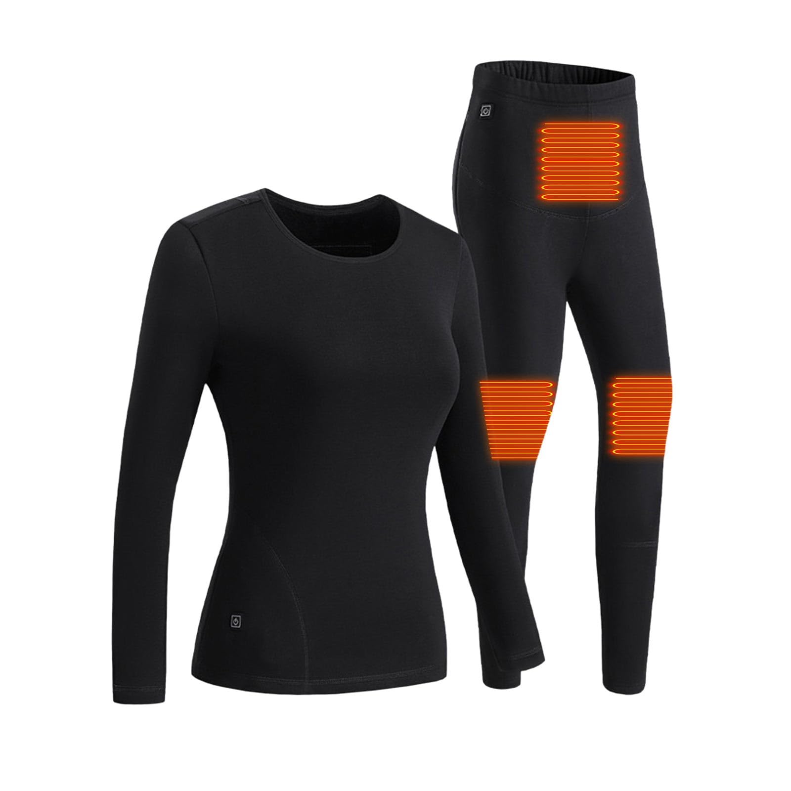 Generisch Ensemble de sous-vêtements thermiques USB pour femme, coton, peluche, hiver, 11 zones, résistant au froid, paire de sous-vêtements chauffants intelligents