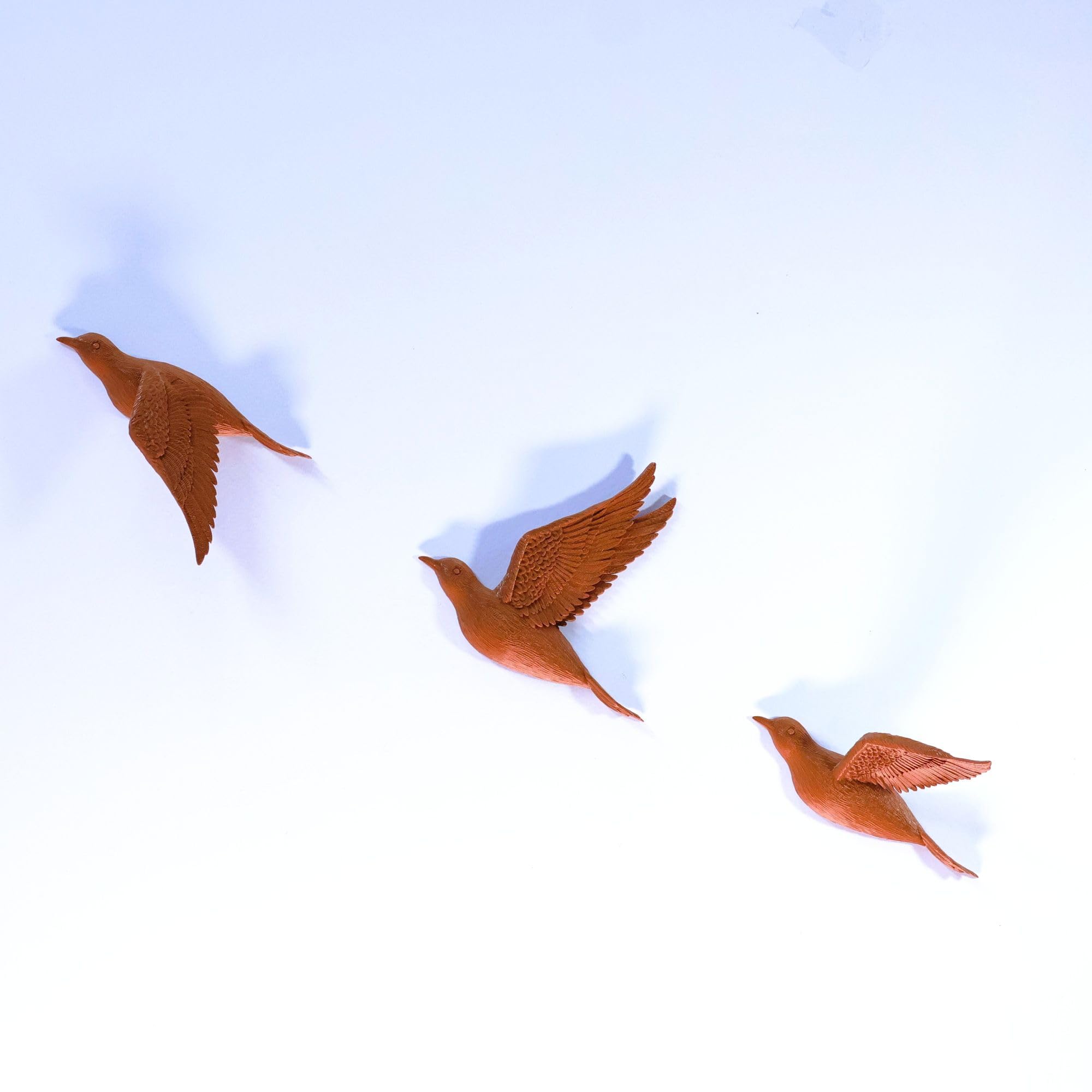 QUANTUM LEGENDS Set of 3 Flying Birds 3D Wall Art | Wall Decor & Wall Hangings Birds Items for Living Room, Dining Room, Bird Set for Decorative Room, Hall, Office, Perfect for Bird Lovers (Brown)