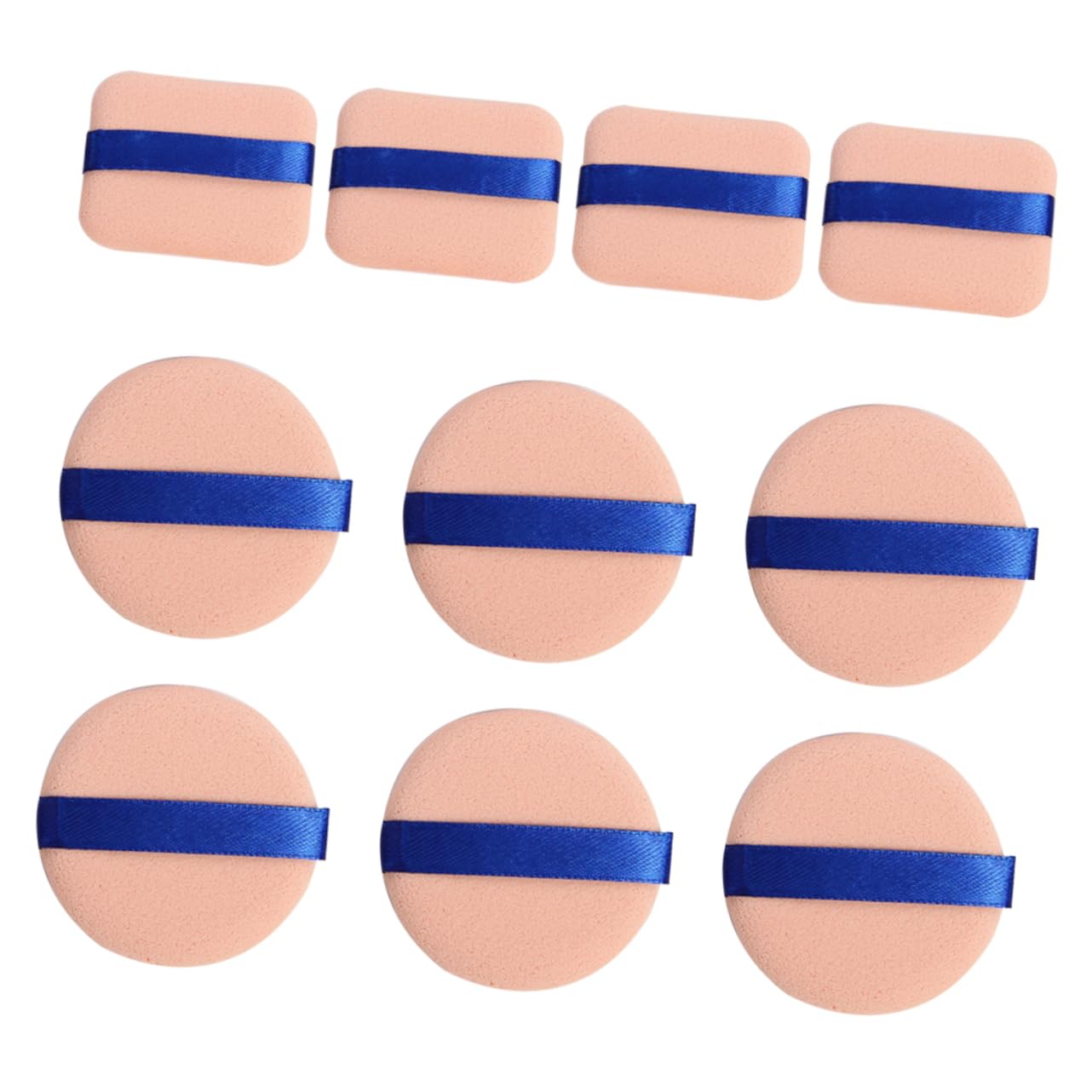 PACKOVE 10PCS Makeup Powder Puff Dual Use Wet Dry Sponges for Foundation Loose Powder and Blush Square Round Smooth Texture for Application