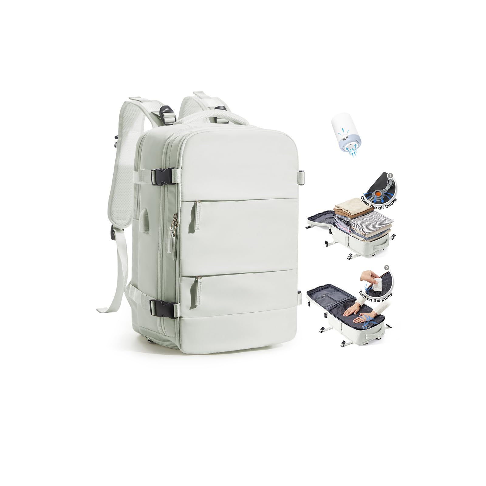 SZLX Vacuum Backpack Travel Bag with Pump, Ryanair Cabin Bags 40x30x20 Underseat Travel Backpack Cabin Size Wizz air, Ryanair Cabin Bags 40x20x25 Carry-ons Easyjet 45x36x20 Laptop Rucksack Women Mens — view 34