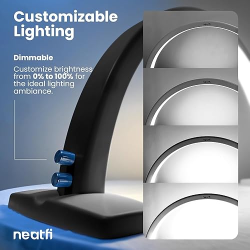 Miniatura 5 de Neatfi Lámpara de mesa LED de media luna para tecnología de uñas, esteticistas, cosméticos, 1600 lúmenes, 3 modos de luz, luz de escritorio para