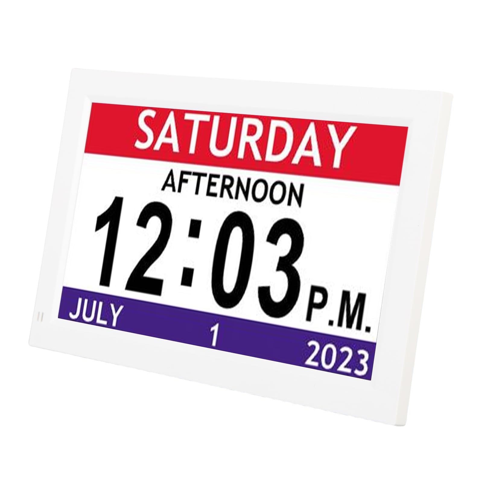 Reloj Digital de 7 Pulgadas con Calendario Digital de Día y Fecha, Grandes Relojes Digitales de Pantalla, con 12 Recordatorios de Alarmas Personalizadas y Atenuación Automática,