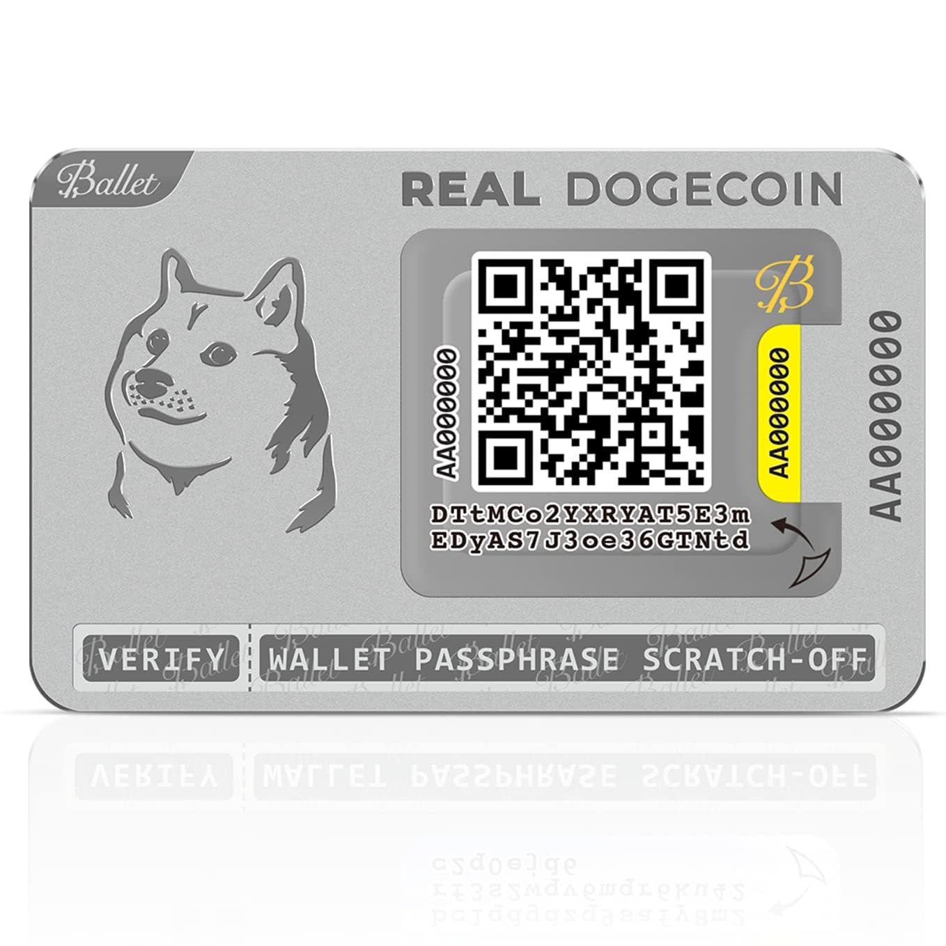 Ballet Real Doge - The Easiest Crypto Cold Storage Card - Cryptocurrency Hardware Wallet with Multicurrency and NFT Support (Single)