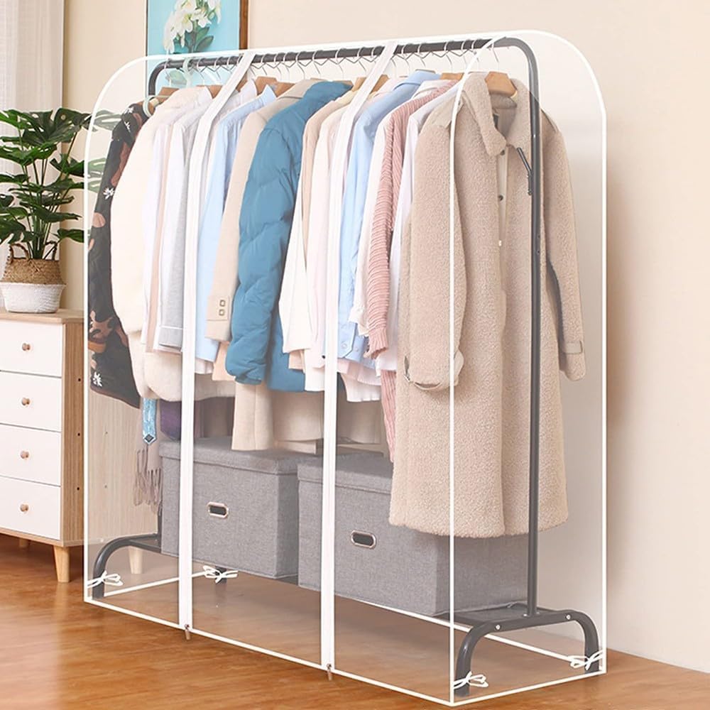Housse pour tringle à vêtements anti-poussière et sac de protection zippé