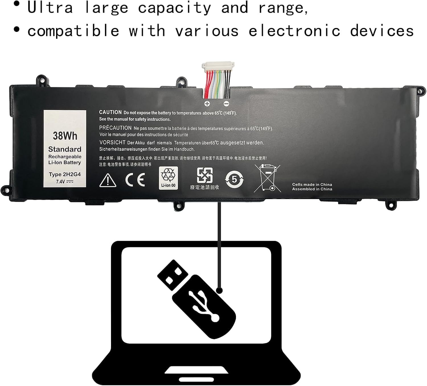 2H2G4 21CP5/63/105 2217-2548 TXJ69 HFRC3 Laptop Battery Replacement for Dell Venue 11 Pro 7140 Series (7.4V 38Wh)