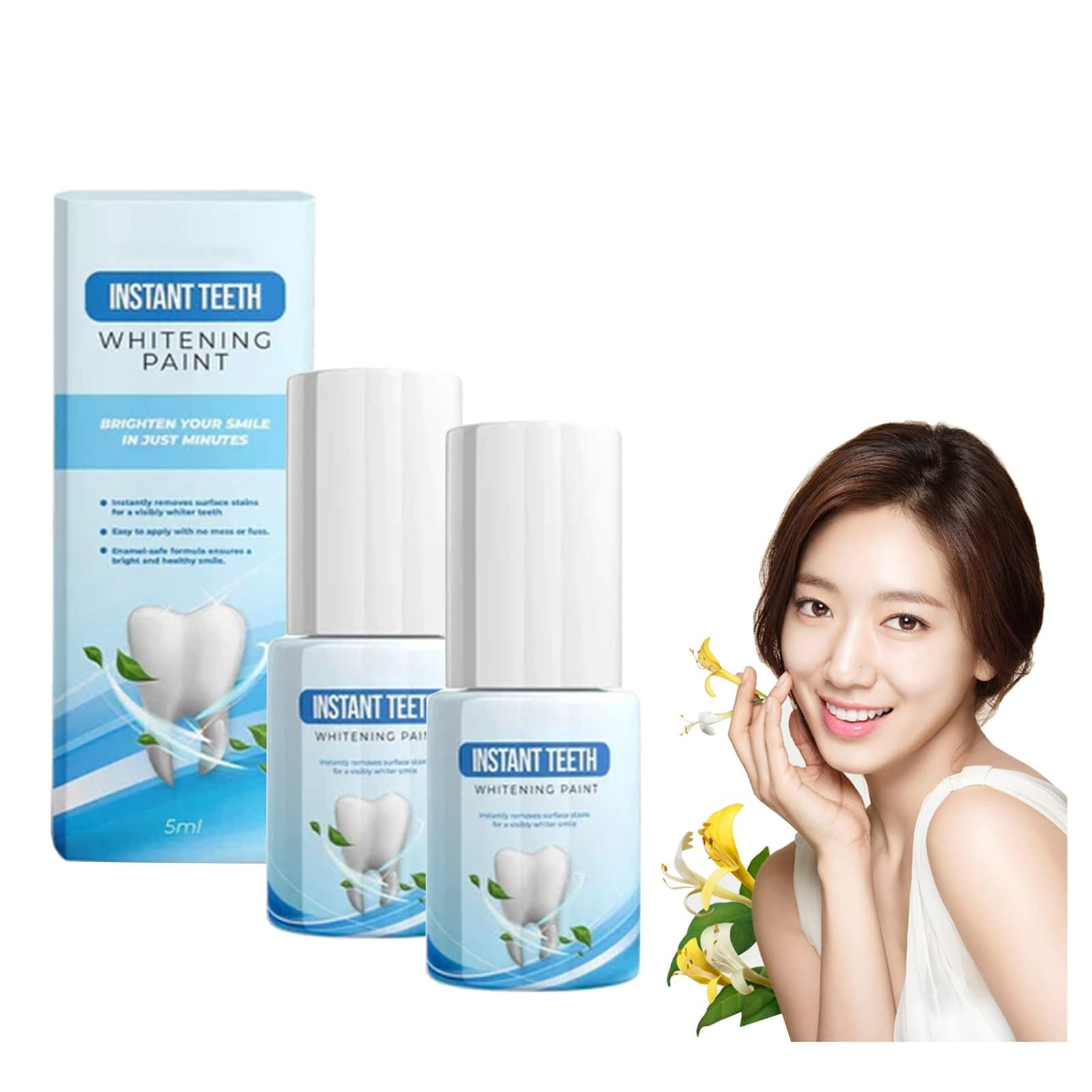 NALACAL 2 Pcs Instant Teeth Whitening Gel Kit, Professional Natural Toothpaste, Strips, Trays, Pen, Gentle Teeth Whitening Gel Paint Polish, Color Corrector for Teeth Whitening, Tooth Paint