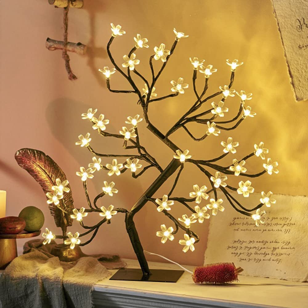 Cherry Blossom Bonsai Tree, Tabletop Bonsai Tree Lights LED Artificial Tree Lamp for Room Decor, Home Decor,Bedroom, Wedding,Christmas