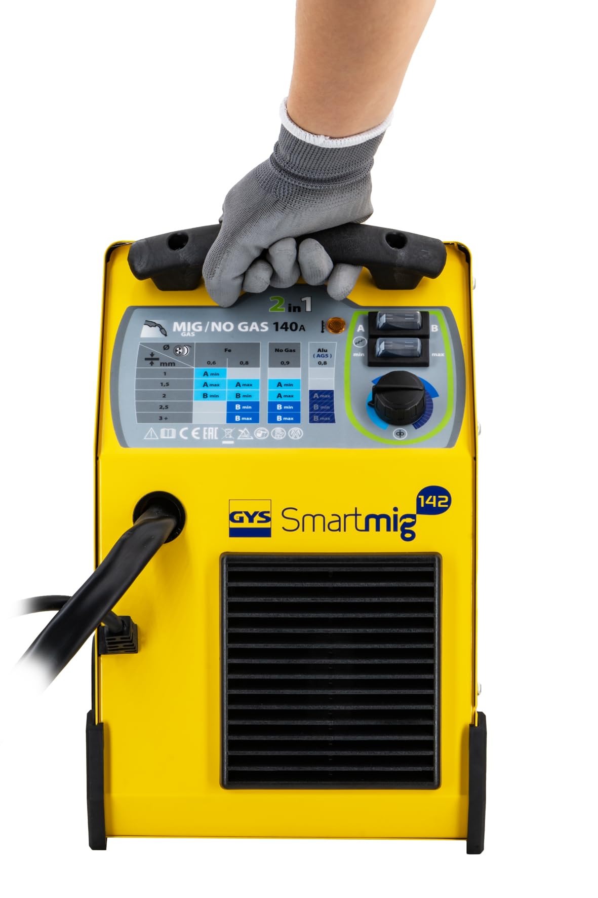 Gys, Smartmig 142, Stazione Saldante, Tradizionale, Mig/Mag, 0, 6/0, 8/0, 9 Mm, 230V, Fornita con Cavi di Terra e Torcia (2,2M), 033153