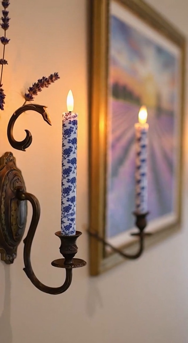 Image of Magical Candlesticks Flameless Taper Candle, 4pcs Real Wax LED Tapered Candles Remote Dipped Candle 6inches Battery Chandelier for Enchanting Weddings Harry Potter Inspired Vigils (Purple)
