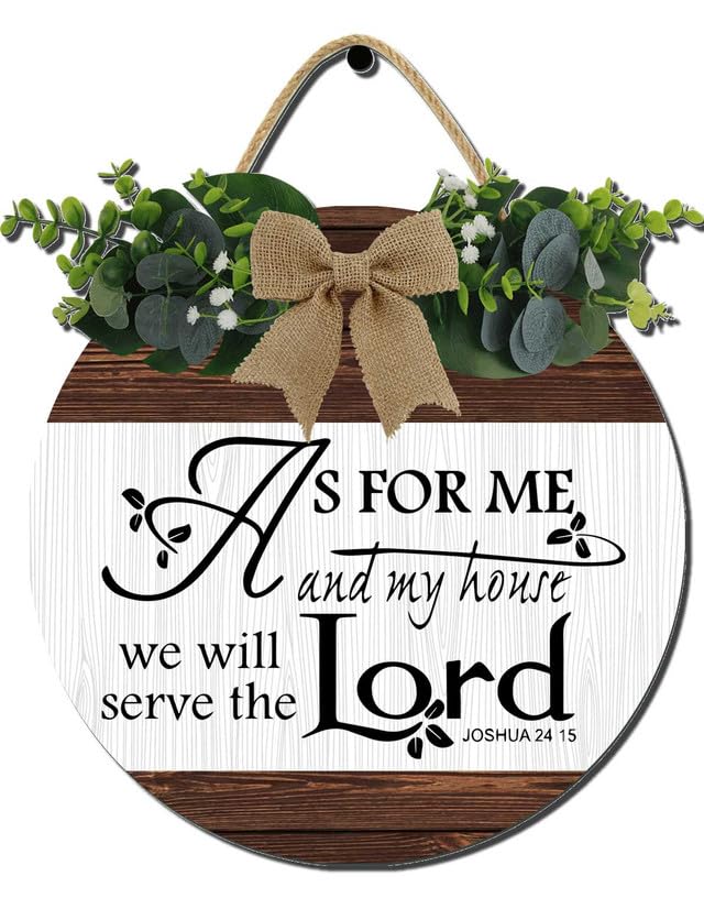 Christian Decor As for Me and My House We Will Serve The Lord Sign 12x12 or 11x11 Wreath Sign for Living Room Bedroom Farmhouse Decor