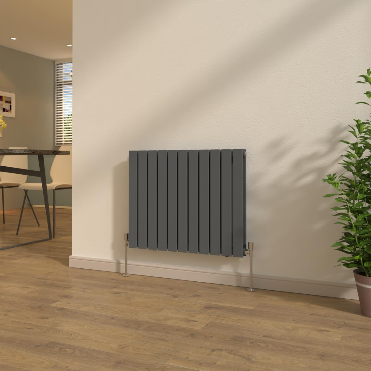 NRG Designer Radiator 600x748mm Double Column Anthracite with Valves — image 1