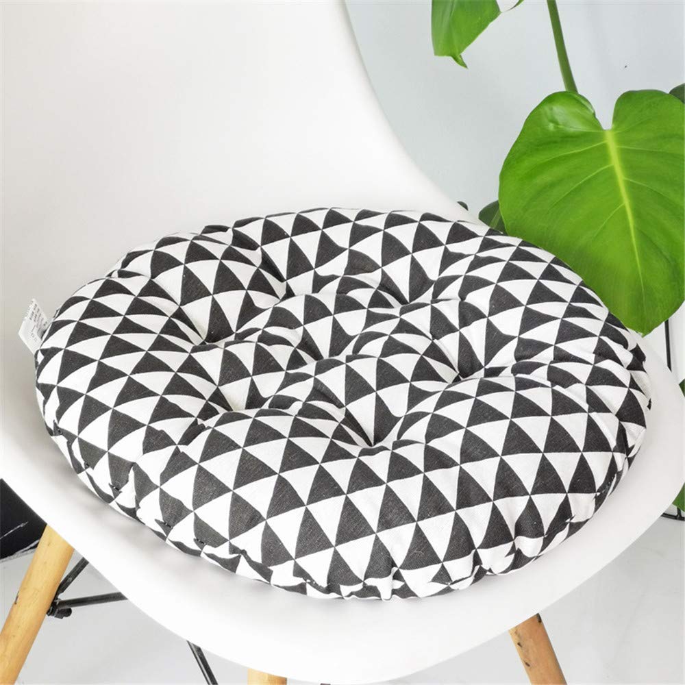 Treer-Shop Black Triangle Treer Round Padded Seat Cushion,Chair Seat Pads For Indoor Outdoor Garden Patio Kitchen & Office Chairs (,40X40cm)