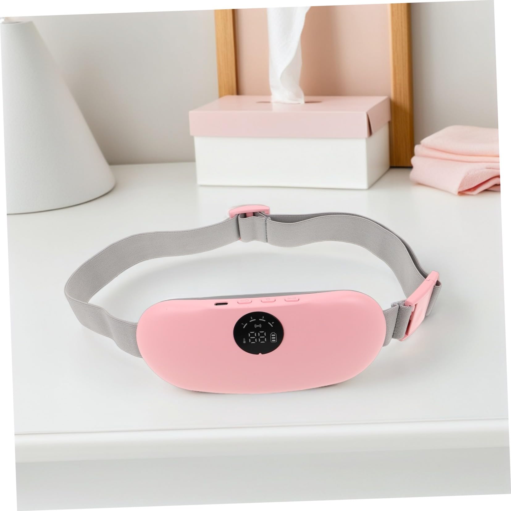 PACKOVE Masajeador De Cintura Eléctrico Recargable 1 Unidad Cinturón Térmico Para Cólicos Menstruales Tejido Ultrasuave Alivio Abdominal y Lumbar Para Menstruación Uso Doméstico y Portátil Mujeres