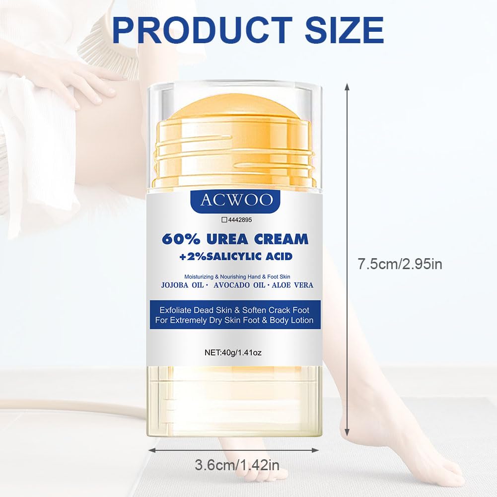 ACWOO Crema Piedi Urea 60%, 40g Crema Talloni Screpolati, Crema per Piedi e Mani e Screpolati Rimozione e Ammorbidimento Dei Calli，Crema Idratante per Perpelli Screpolate, Spaccate e con Ragadi