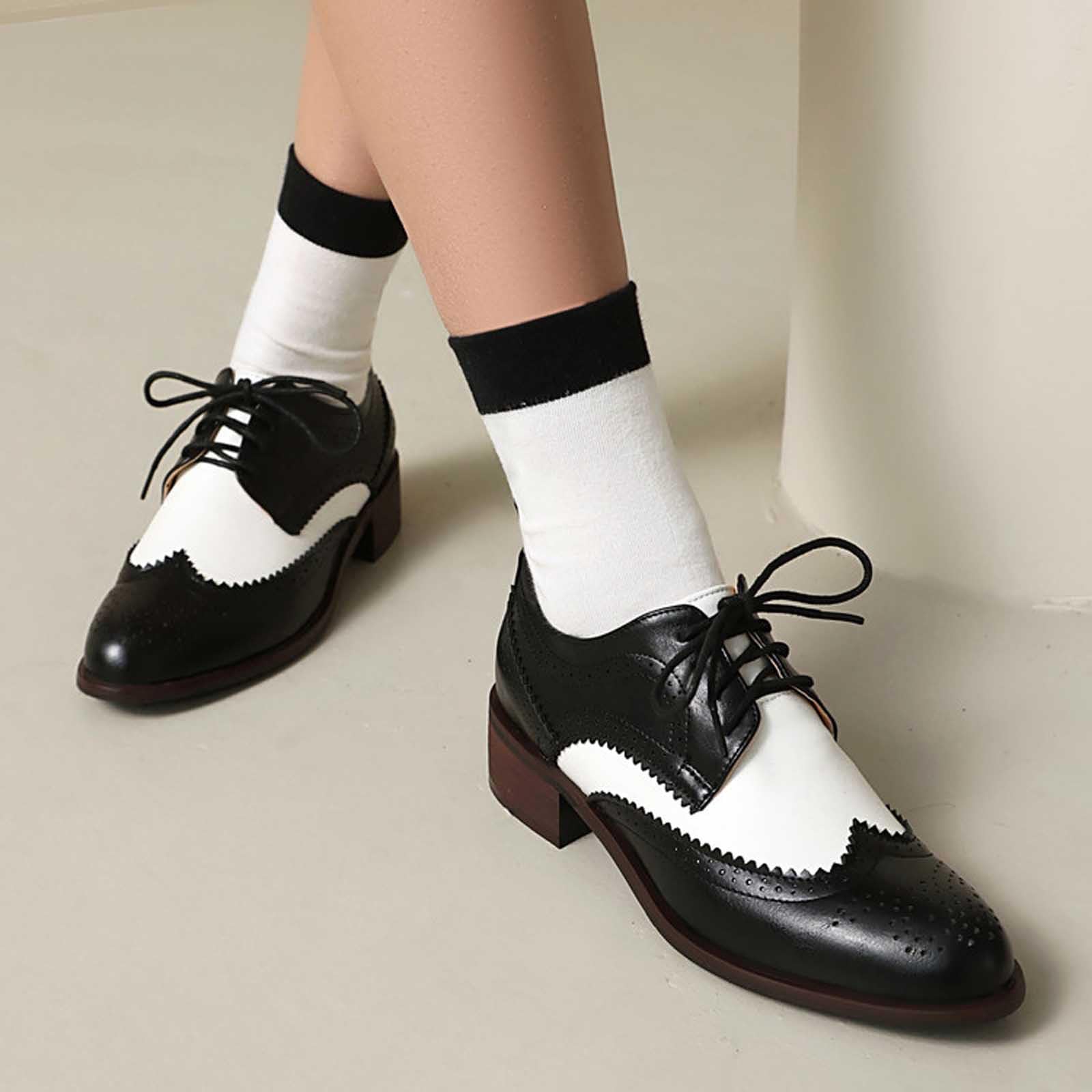Buty rekreacyjne dla kobiet, niski obcas, sznurowane, okrągłe, do wsuwania, wygodne, do noszenia na co dzień, trwałe, dla kobiet na wszystkie pory roku