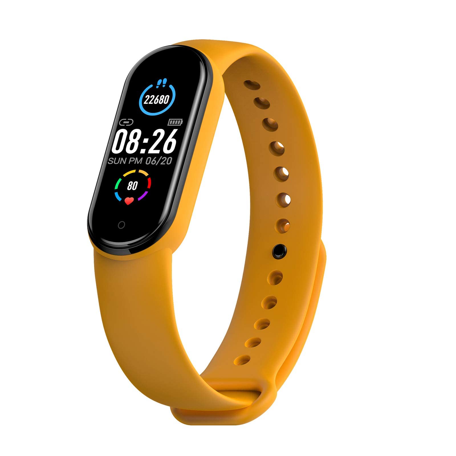 KANBUN M5 Smart Watch dla mężczyzn i kobiet, monitor tętna, monitor ciśnienia krwi, fitness, opaska do smartwatcha, pasek sportowy, do iOS i Android, fitness (pomarańczowy)