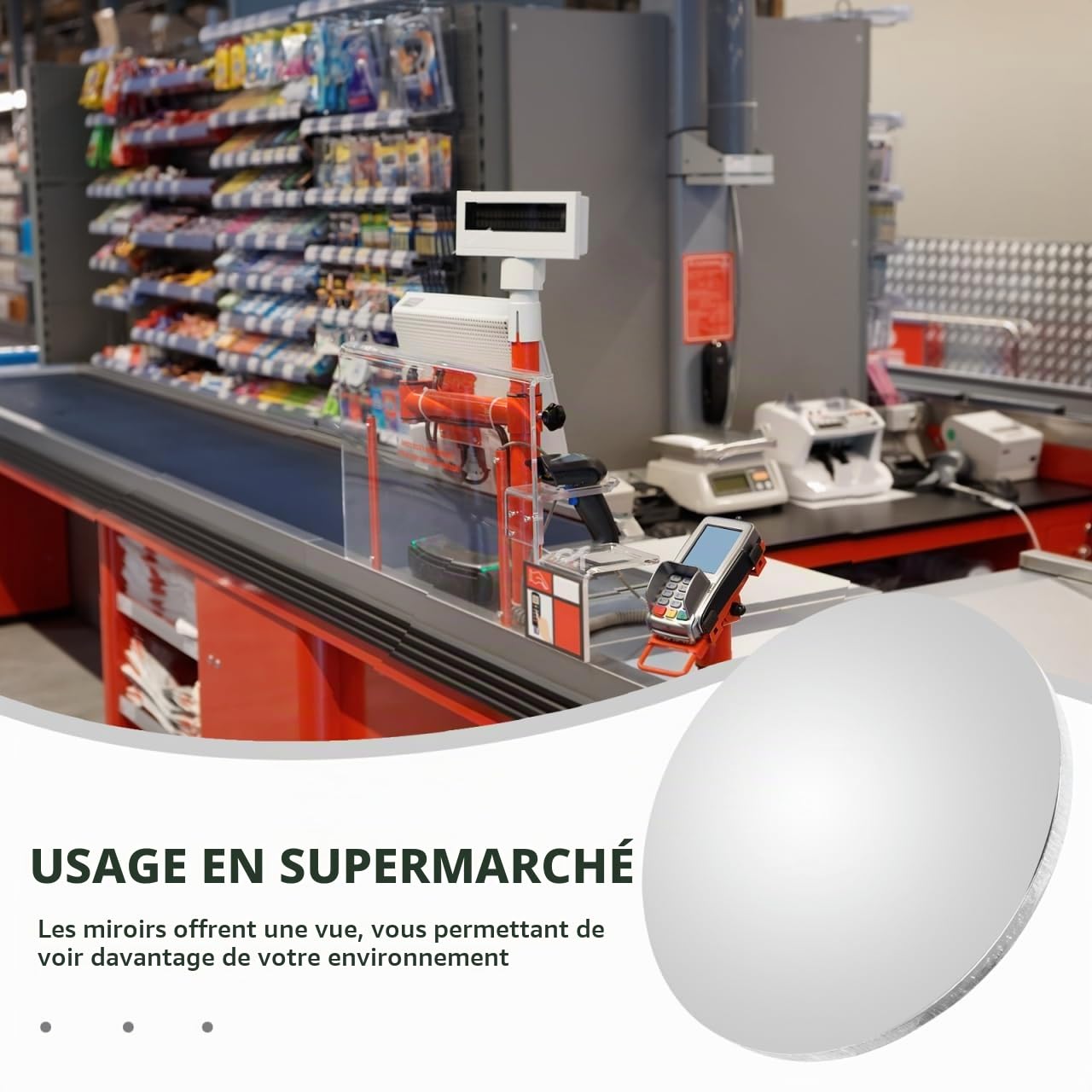 Miroir Convexe De Sécurité 30X30Cm Léger Miroir Grand Angle Pour Surveillance Intérieure Extérieure Supermarchés Parkings Routes