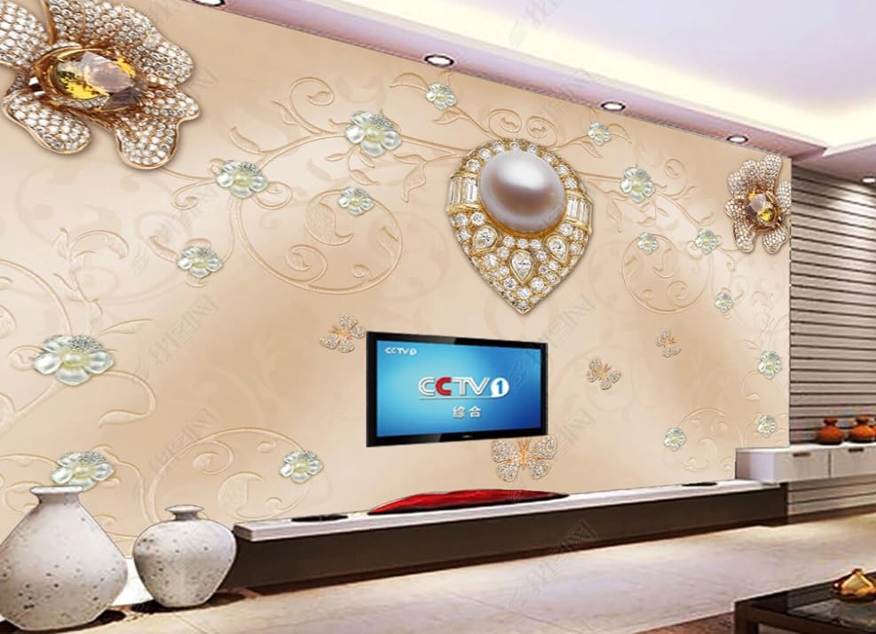 Papier peint intissé de perles de diamant grand format mural