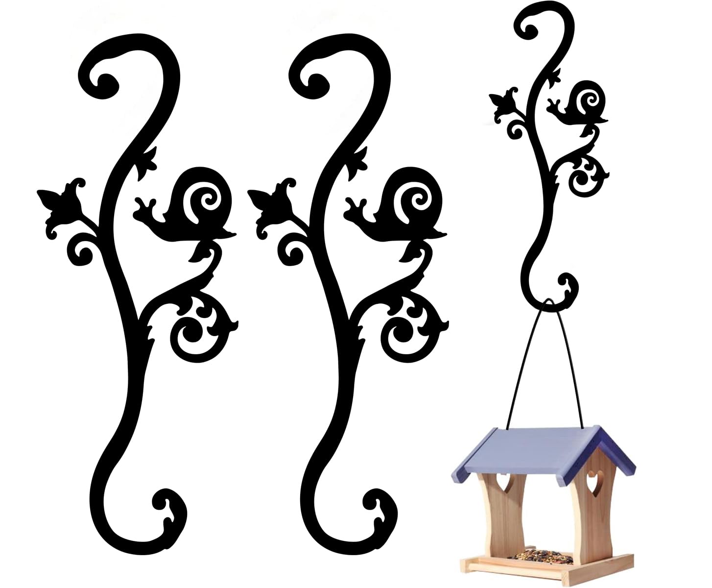 YILONGDA Bird Feeder Hanger Hooks for Outdoors Hanging, Shepherds Hanging Plant Hooks, S Garden Fence Hooks for House, Wind Chimes, Flower Basket(2PCS/ Snails)