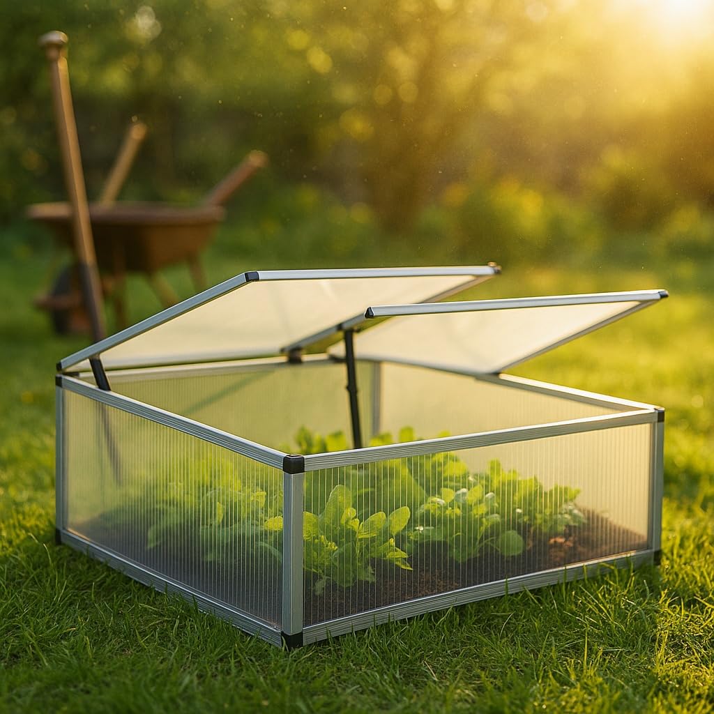 Wiltec Serre de Jardin Double – 100x120x40 cm – en Aluminium – 4 Battants Toit ouvrable et blocable – Résistant intempéries et Rayons UV – Abri Plantes extérieur pour Potager, Horticulture, Jardinage