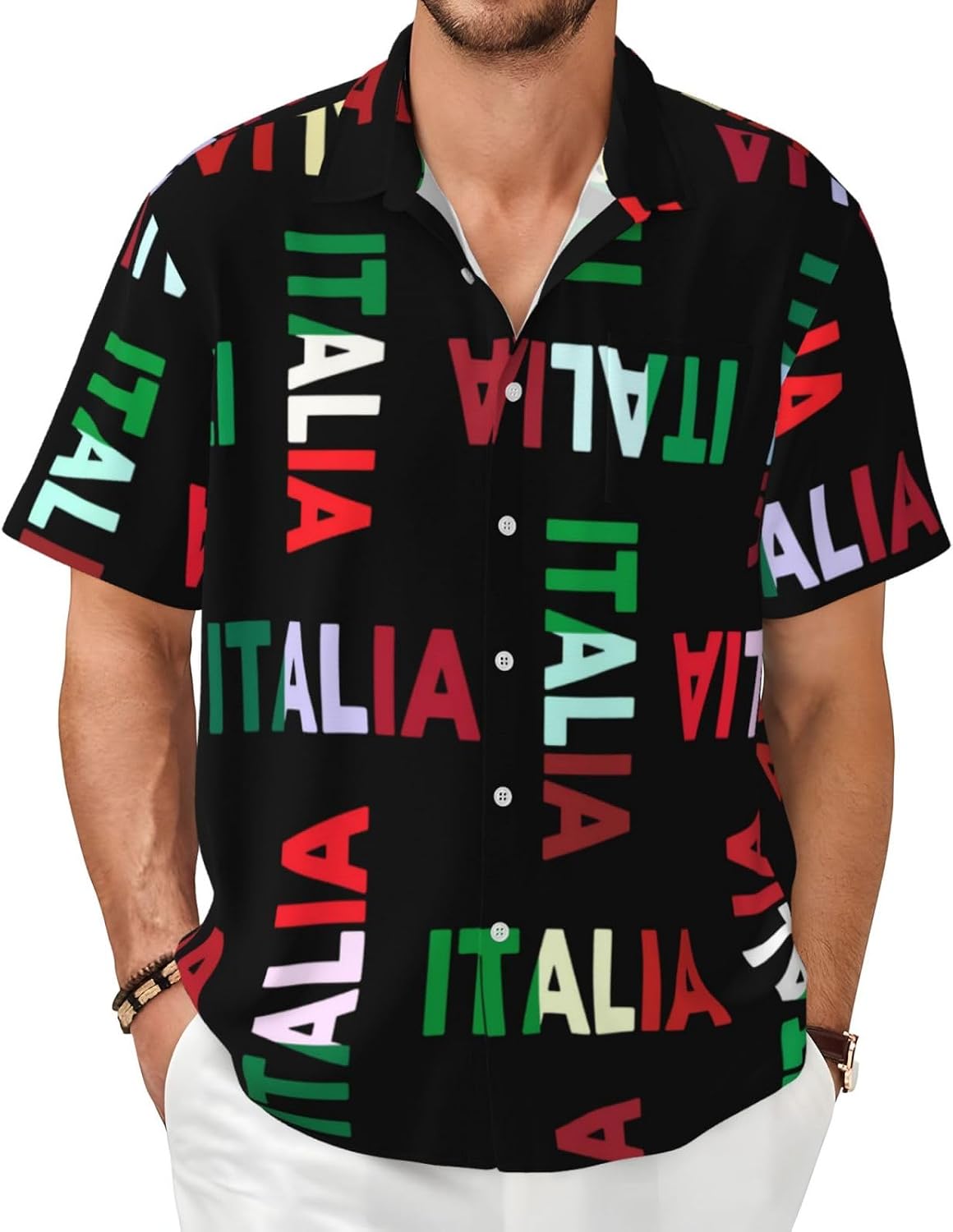 American Flag Hawaiian Shirt for Men, Retro Button Down Shirts