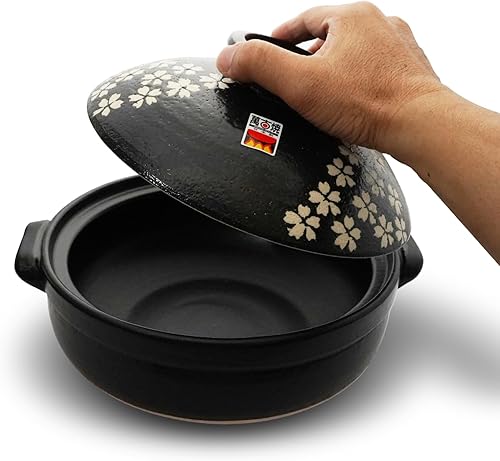 Miniatura 4 de Banko-yaki Donabe - Auténtica loza japonesa con diseño de flor de cerezo, ideal para cocinar en temporada fría, regalo perfecto para seres queridos