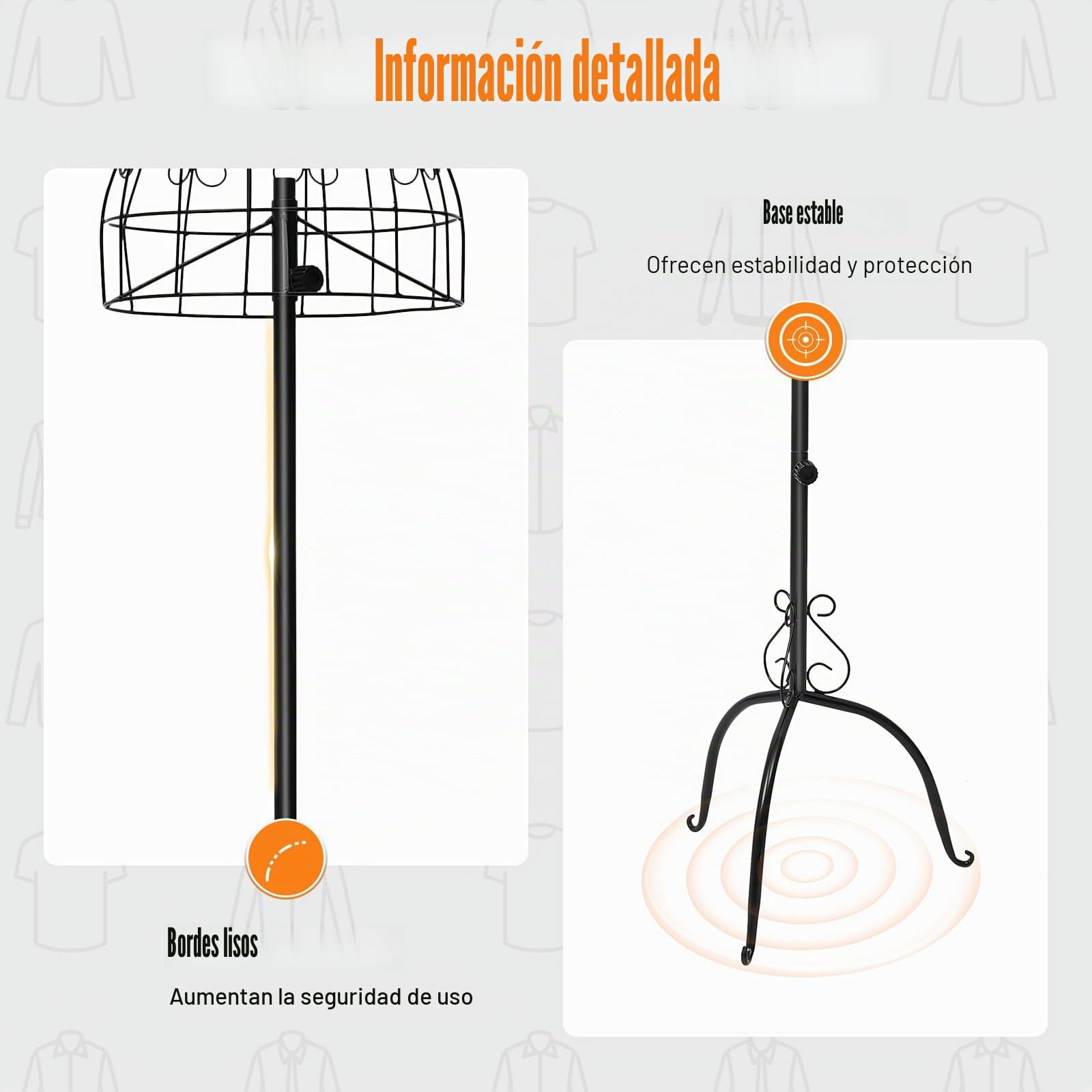 Maniquí de sastre negro, ajustable de 140-160 cm, torso desmontable, 36 x 68 cm