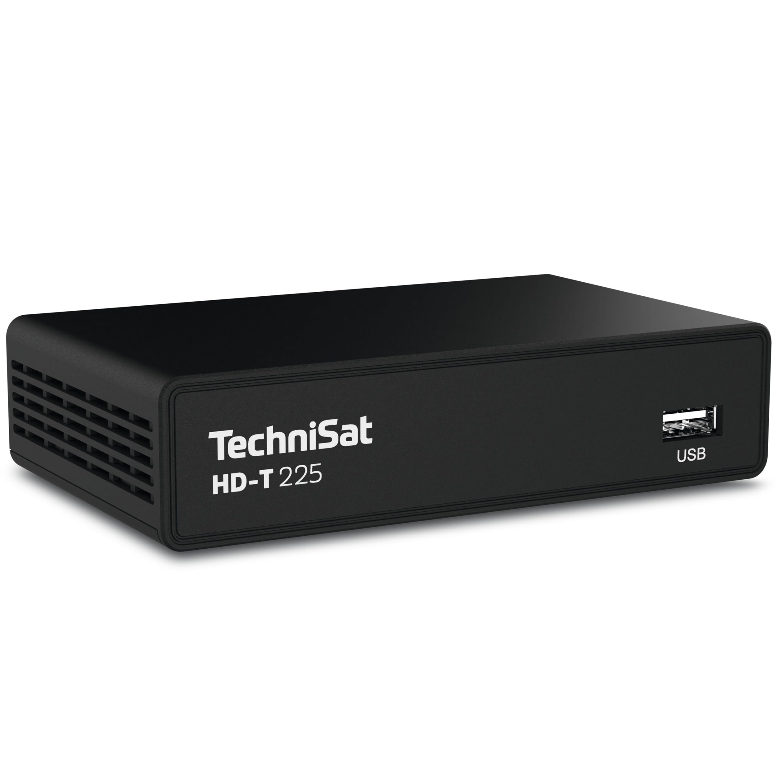 TechniSat HD-T 225 - kompaktowy odbiornik DVB T2 HD (HDTV, HEVC H265, odtwarzacz multimedialny USB, HDMI i SCART, kompatybilny z 12 V, EPG, wskaźnik statusu LED, pilot zdalnego sterowania), czarny