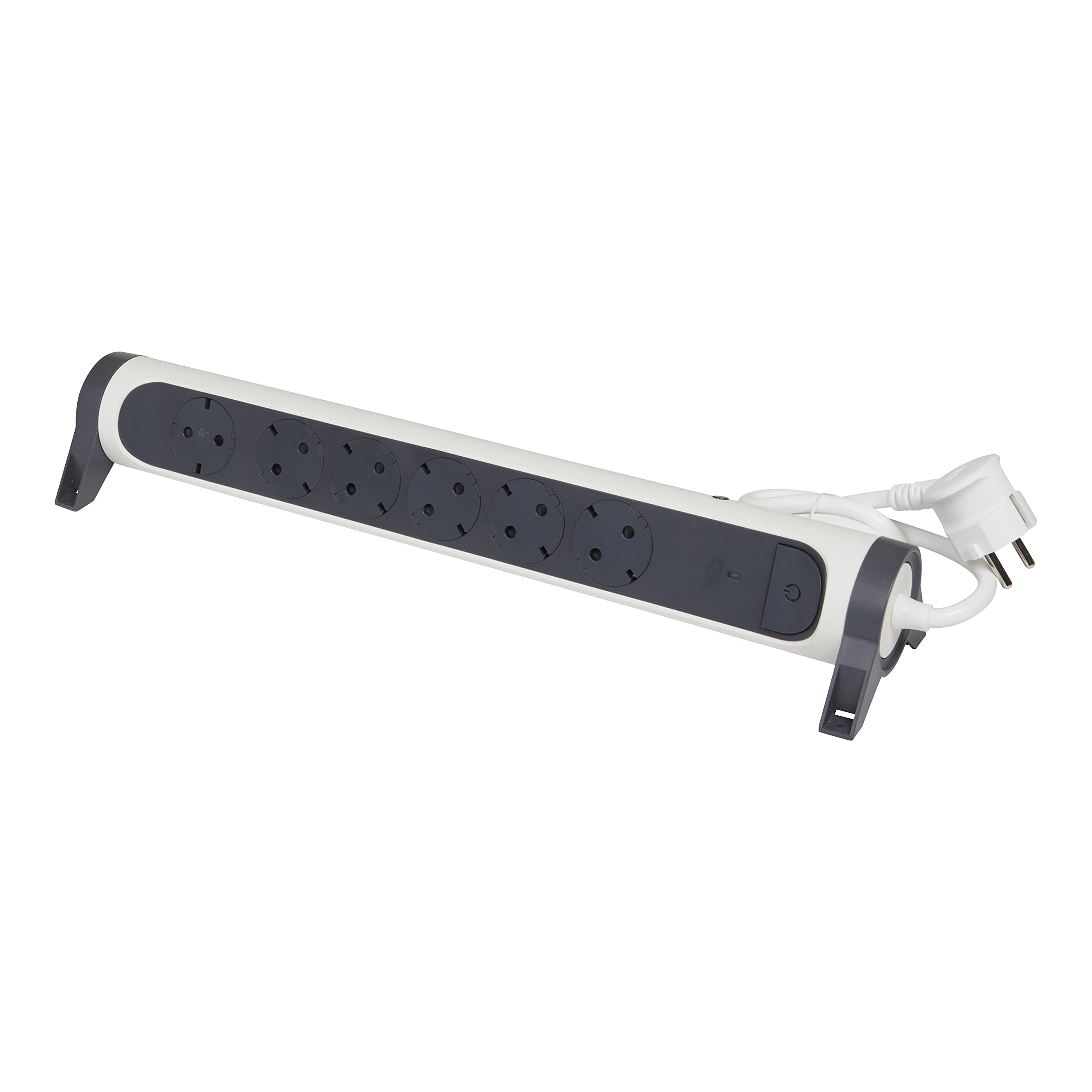 LEGRAND Regleta de enchufes con protección contra sobrecalentamiento reiniciable, con Interruptor, Base múltiple con 6 Tomas de Corriente, Cable de 1,5 m, Color Blanco/Gris Oscuro 694526 — view 4
