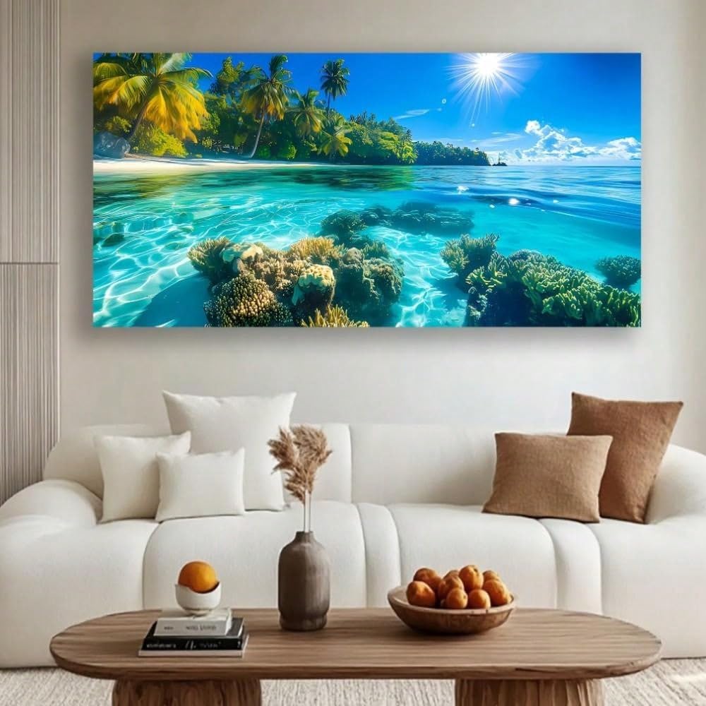 Toile murale grand format paysage insulaire tableau moderne salon bureau