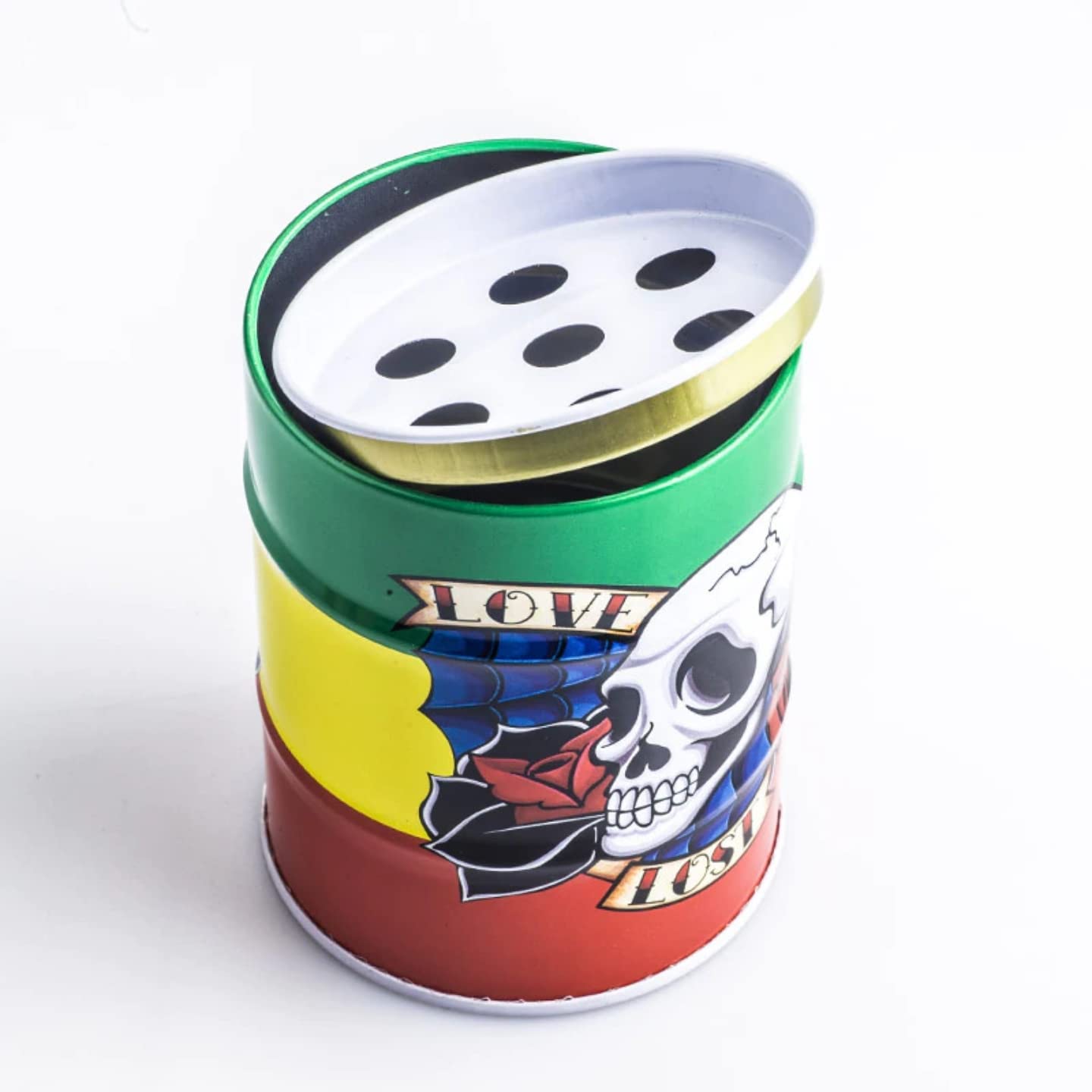Rudra exports Barrel Drum Shaped Aluminum Oil Can Ashtray tray for Cigarette Cigar 1pc (Love Lost Ashtray)-picture-10