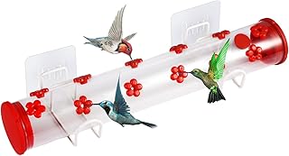 Window Hummingbird Feeder, Hummingbird Feeder Tube with 12 Feeding Ports Acrylic Top Fill Hummingbird Feeder Leak Proof Bird Feeder Window Bird Feeders for Outside Viewing