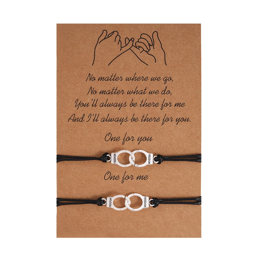 MenYiYDS 2 pulseras de amistad creativas, pulsera de pareja bohemia, regalo para hermana, mejor amiga, novio y novia, pulseras hechas a mano a juego (plata)