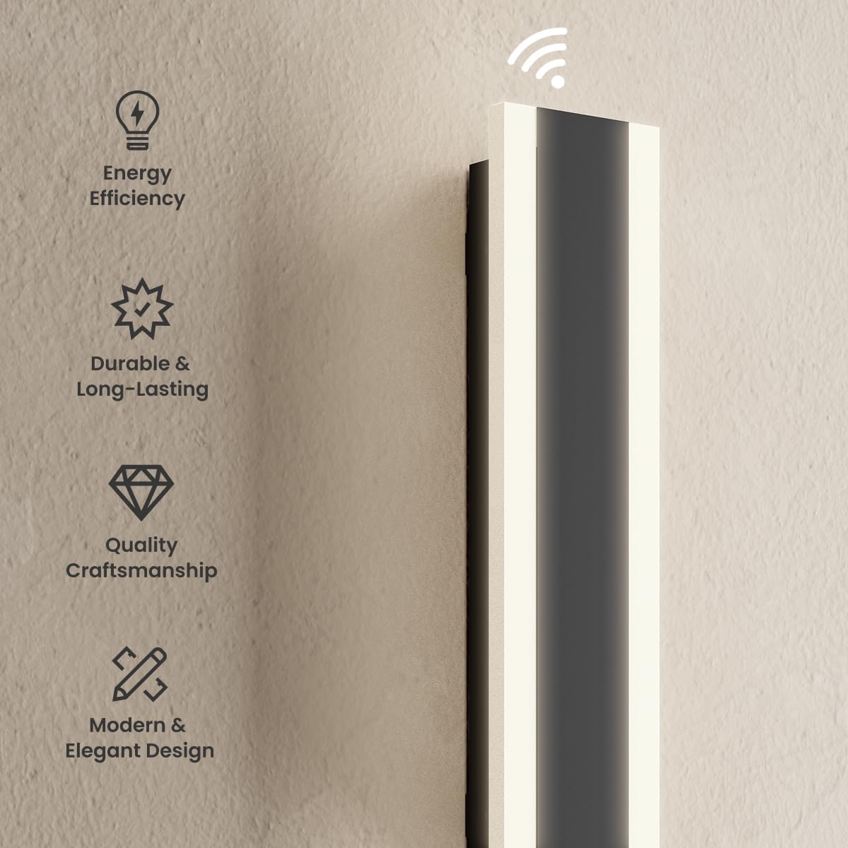 MOD LIGHTING Haylen Sensor | Waterproof Outdoor Wall Light with Dawn-to-Dusk Sensor, Remote Control for Colour Temperature 3000K-6000K & Brightness, Long Porch Lights, Exterior Sconce, 1-Pack (47")