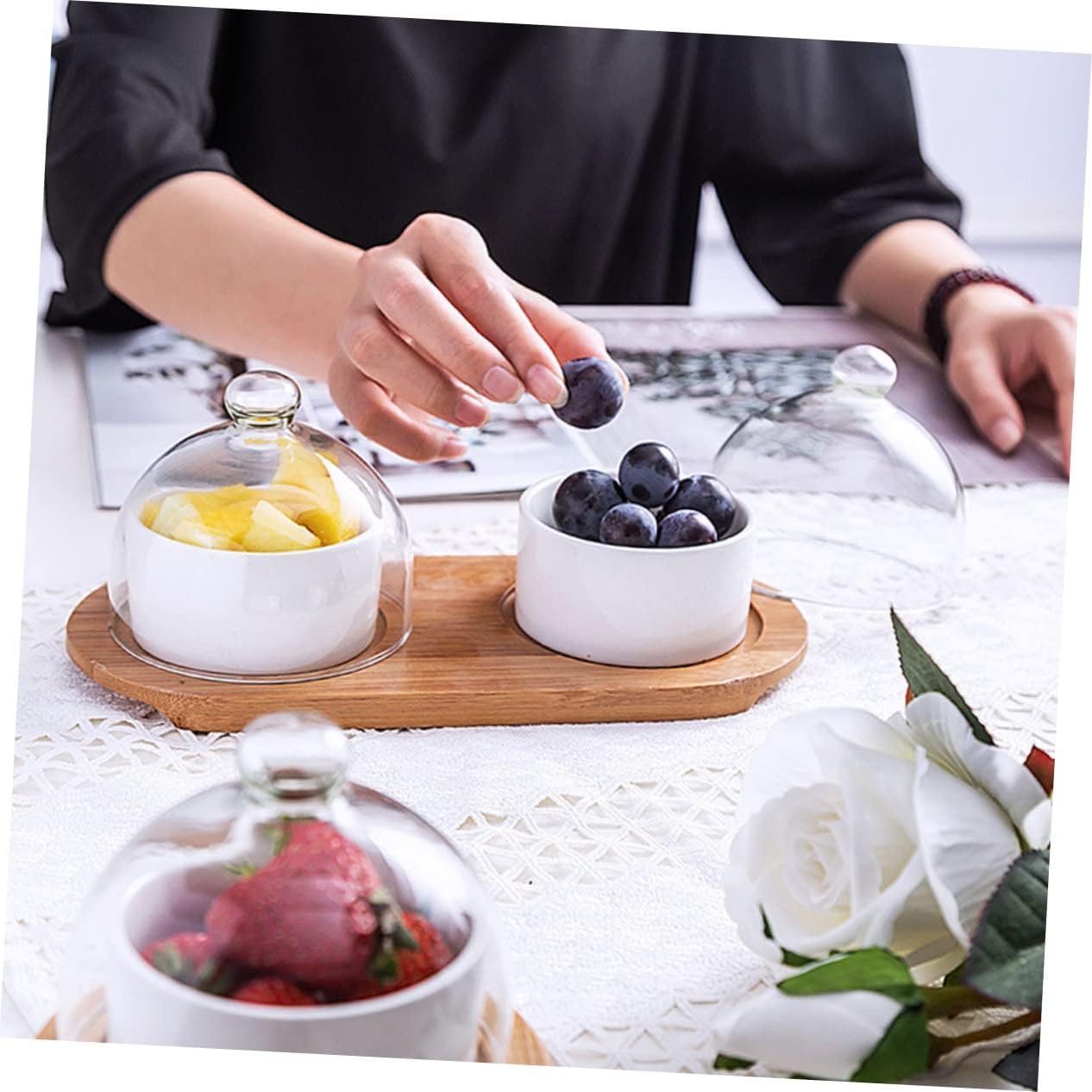 DECHOUS 1Set Ceramics Dessert Bowl Stylish Food Serving Bowl for Fruit Salad for Home Restaurant Hotel Use High Grade Material for Durability