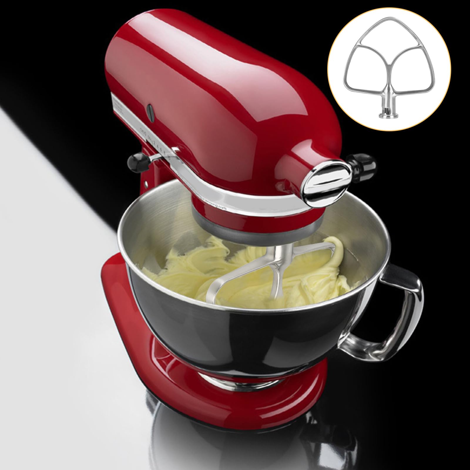 3PCS Batidor Varillas Espuma y Gancho Amasar Acero inoxidable para Artisan y Classic Serie 4,5 – 5 Quart