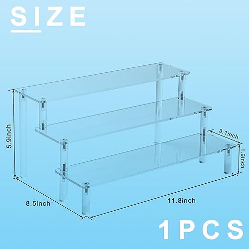 Miniatura 2 de Acrylic Display Stand Risers, 3 Tier Perfume Stand Organizer, Clear Cupcake Stand Holder, Large Shelf Risers for Figures, Display Shelf for