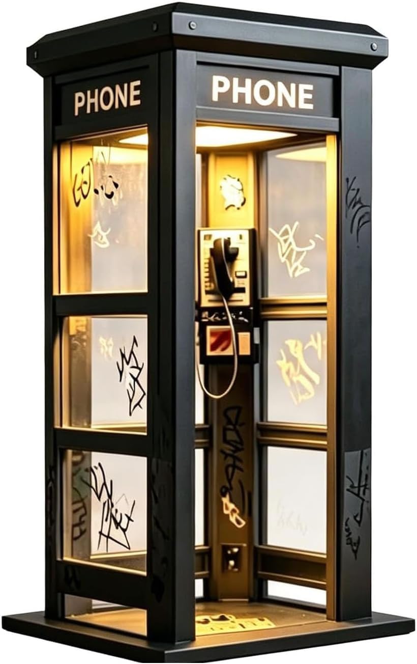 Vintage Phone Booth Ambient Lamp, Classic British Retro Telephone Booth Table Lamp, Warm LED Accent Night Light, Mini Decor Lamp for Bedroom Office Study Bar Home Interior Decoration